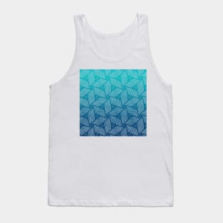 Japanese style wood carving pattern in blue Tank Top